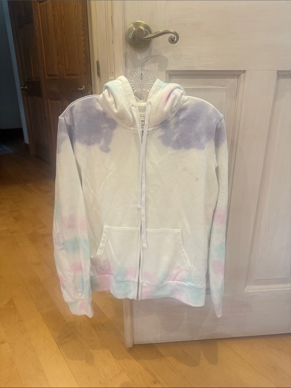 Reflex Women’s White Zip Hoodie with Pastel Tie-Dye